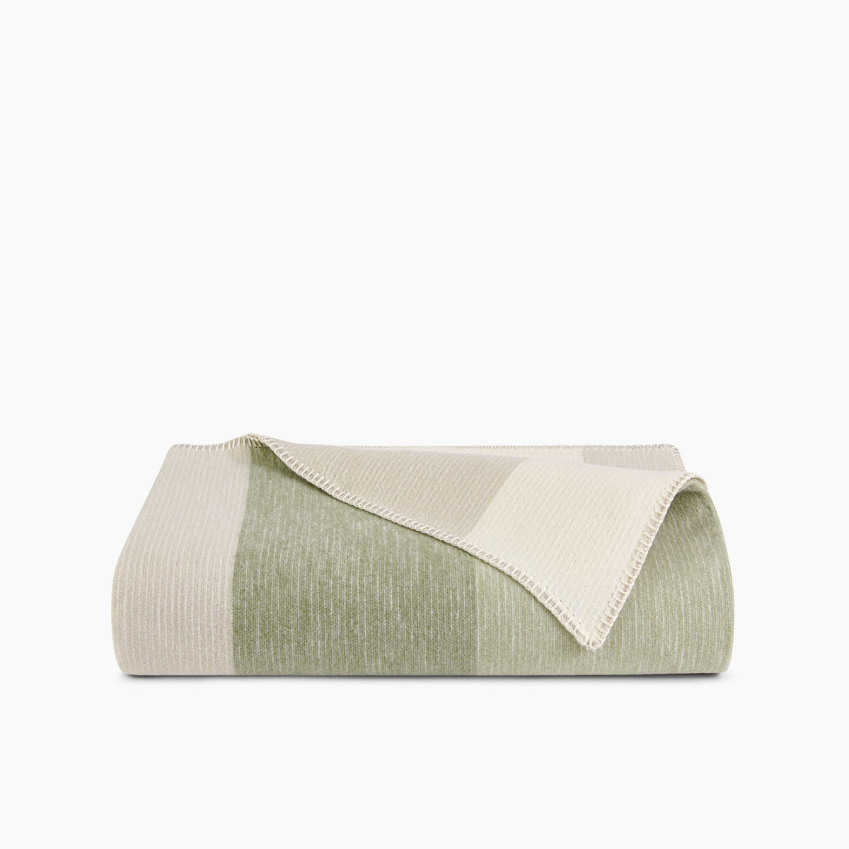Organic Cotton & Wool Throw In Sage Stripe