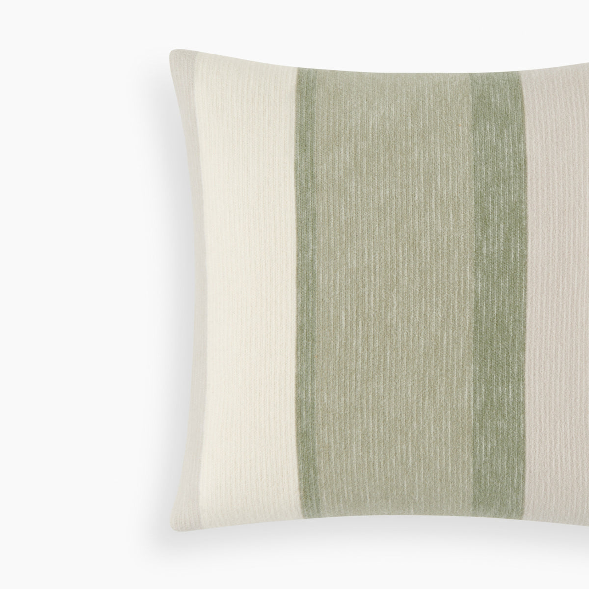 Detail of Organic Cotton & Wool Pillow Cover In Sage Stripe