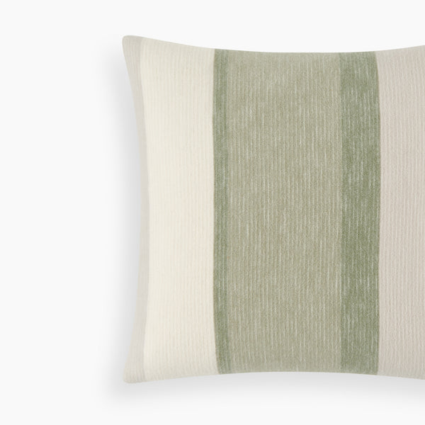 Detail of Organic Cotton & Wool Pillow Cover In Sage Stripe