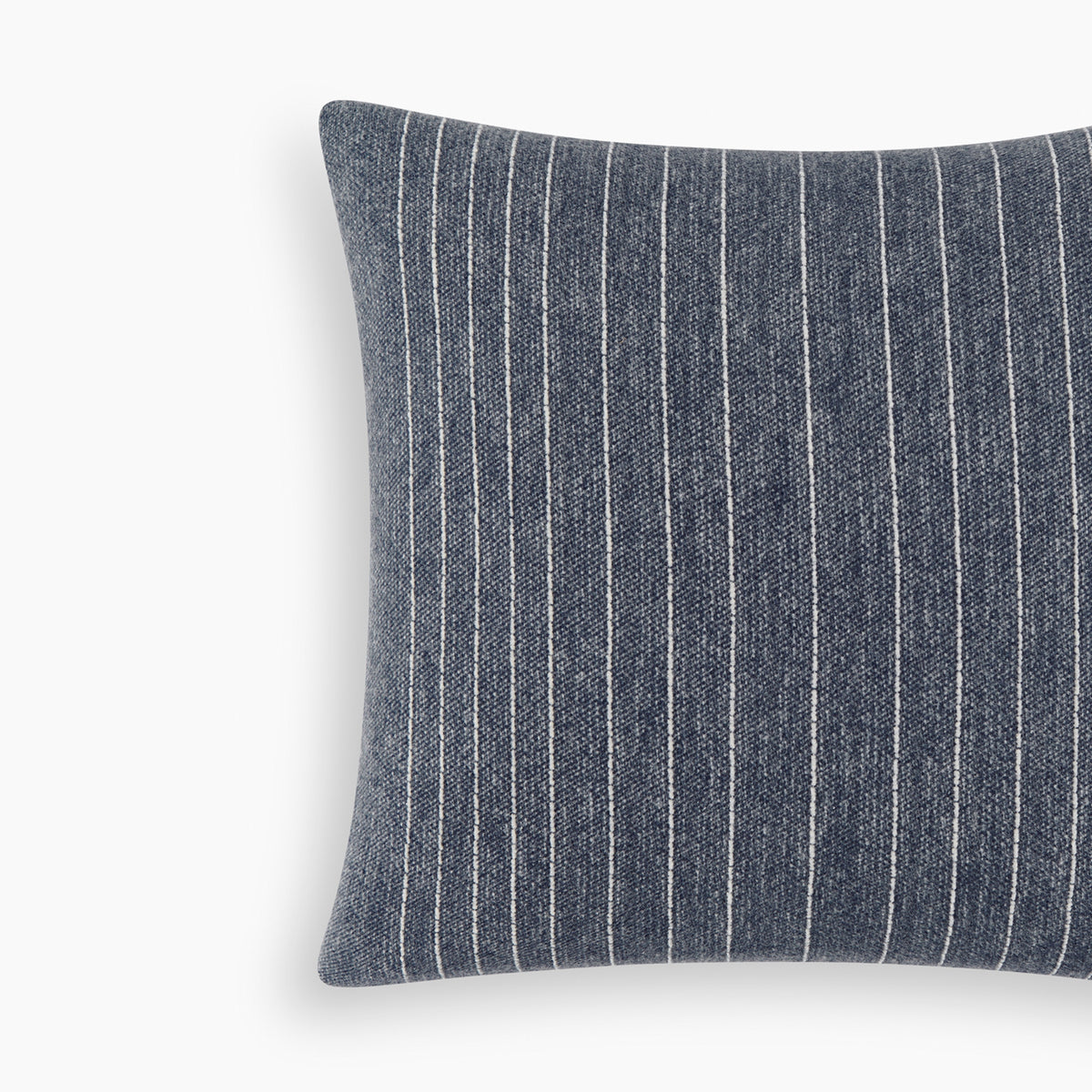 Detail of Organic Cotton & Wool Textured Stripe Pillow Cover In Deep Blue