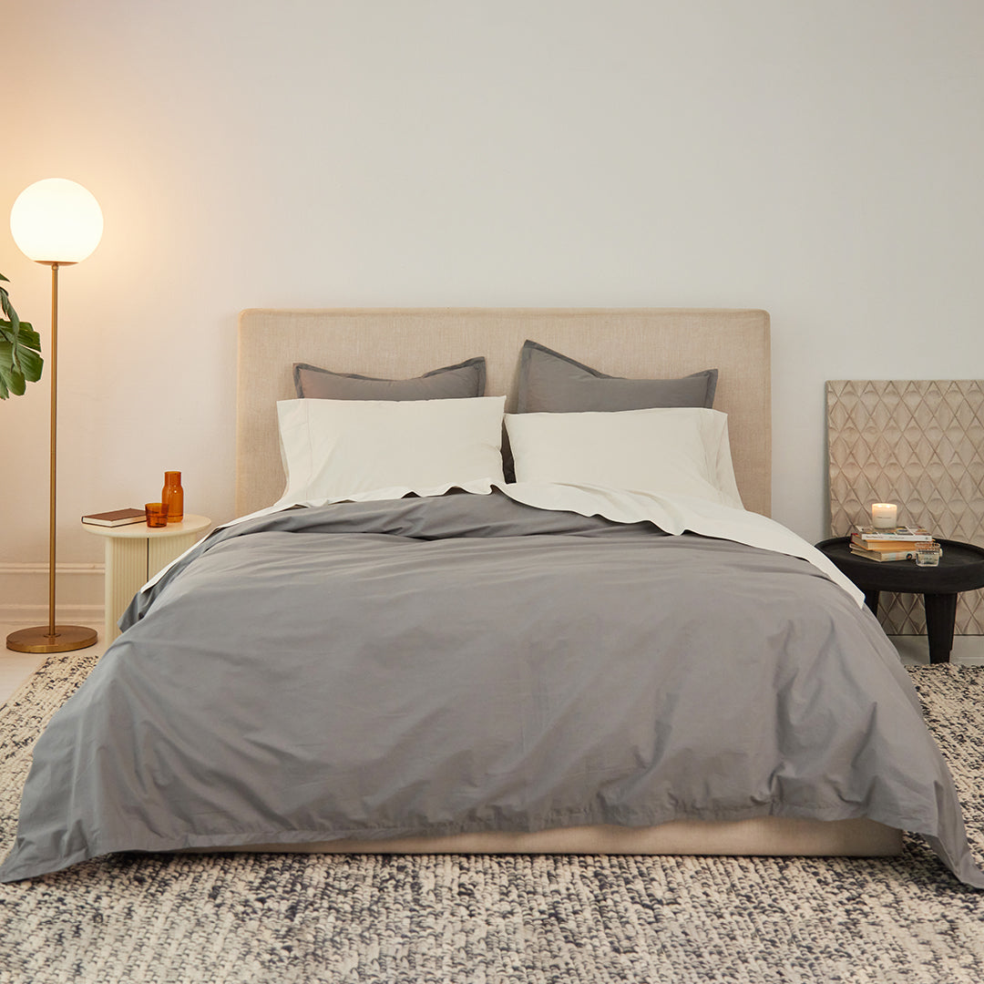 Organic Percale Bedding Set - Concrete and Vapour
