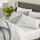 Organic Crinkle Matelasse and Percale Bedding Set - Light Gray and White