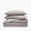 Organic Crinkle Matelasse and Percale Bedding Set - Warm Gray and White