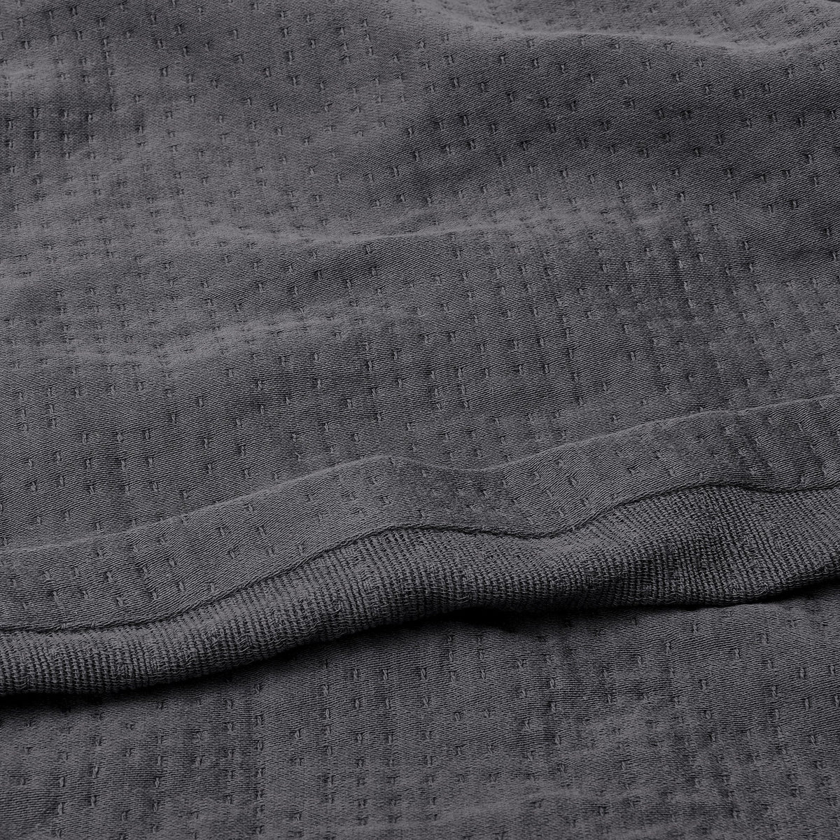 Texture Detail Of Organic Matelasse Blanket In Coal