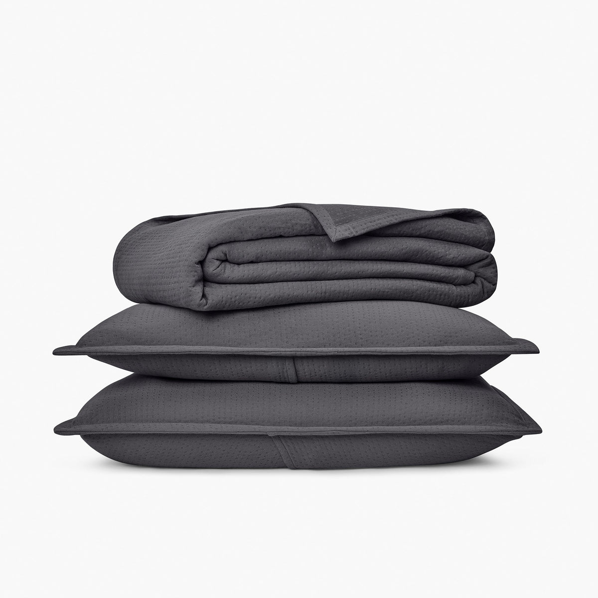 Organic Matelasse Blanket With Optional Sham Set In Coal