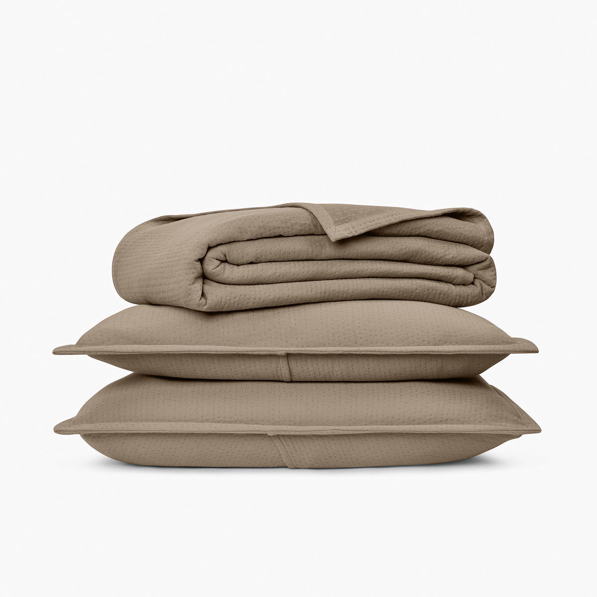 Organic Matelasse Blanket With Optional Sham Set In Beige