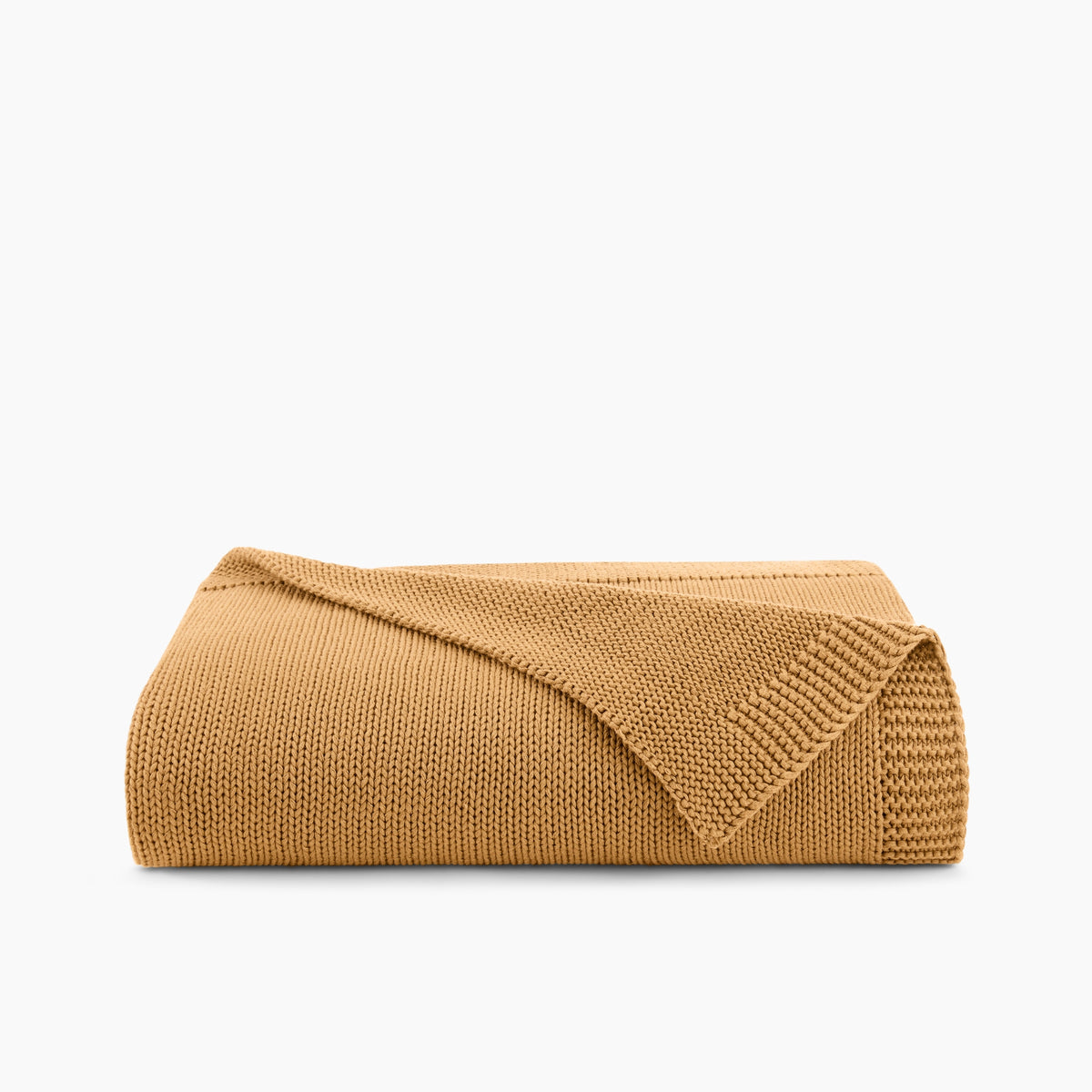 Organic Cotton Chunky Knit Throw In Ochre