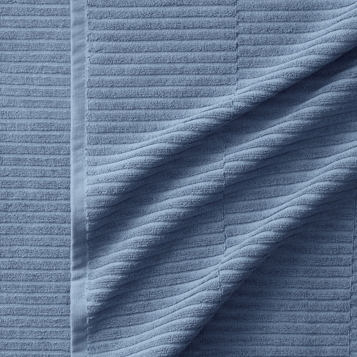 Texture Detail Of Organic Ribbed Towel In Sky Blue