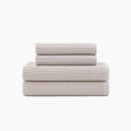 Stack Of Organic Ribbed Towels In Pumice