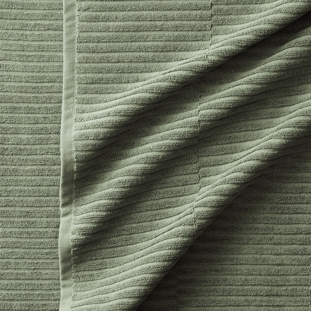 Texture Detail Of Organic Ribbed Towel In Fern
