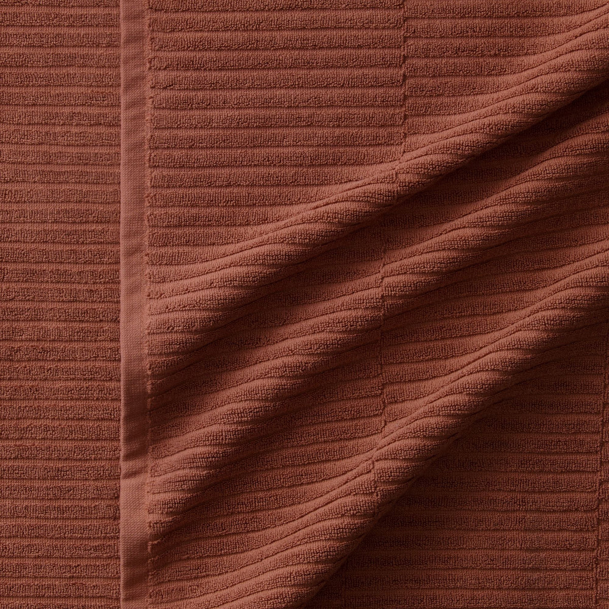 Texture Detail Of Organic Ribbed Towel In Copper