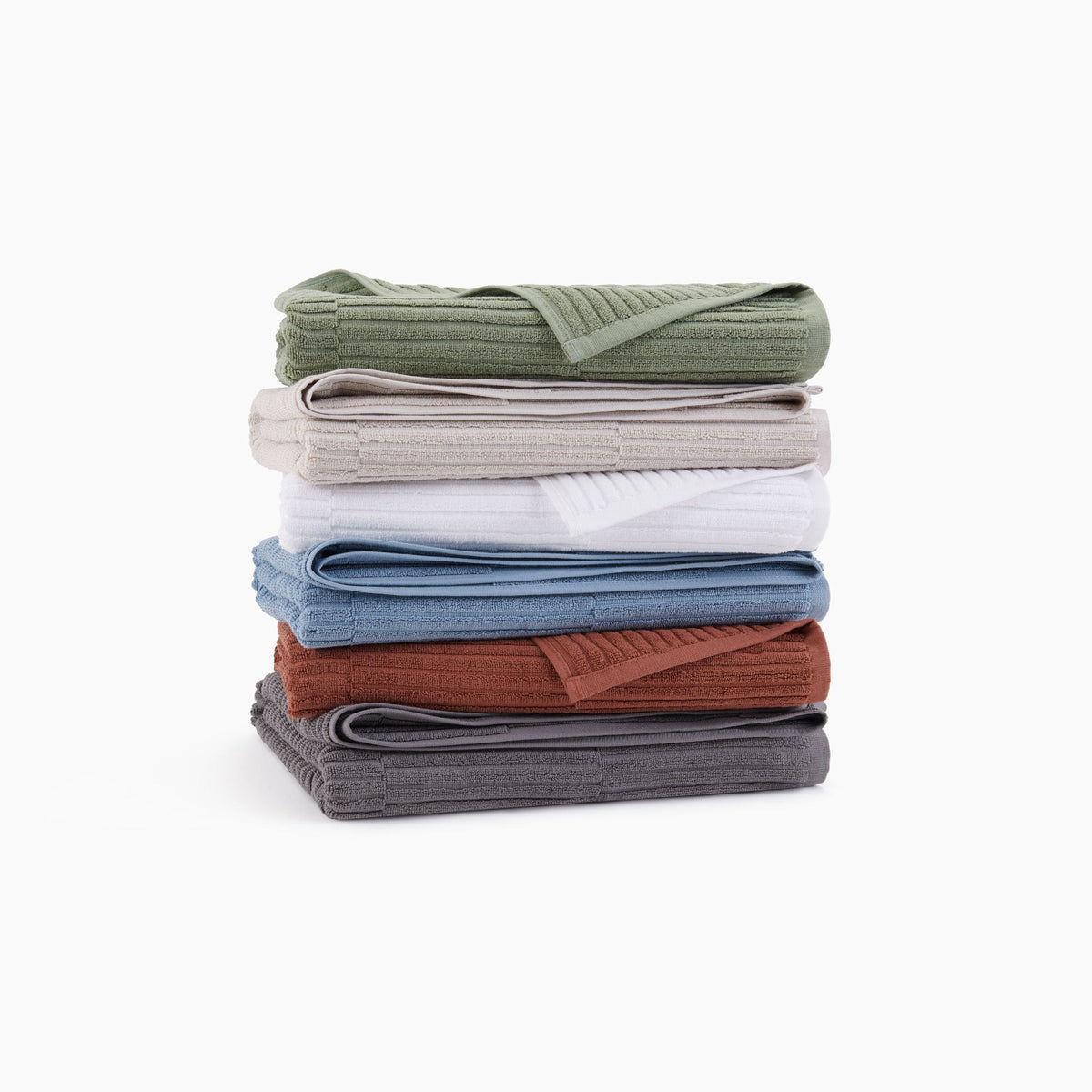 Stack Of Organic Ribbed Towels In All Available Colors