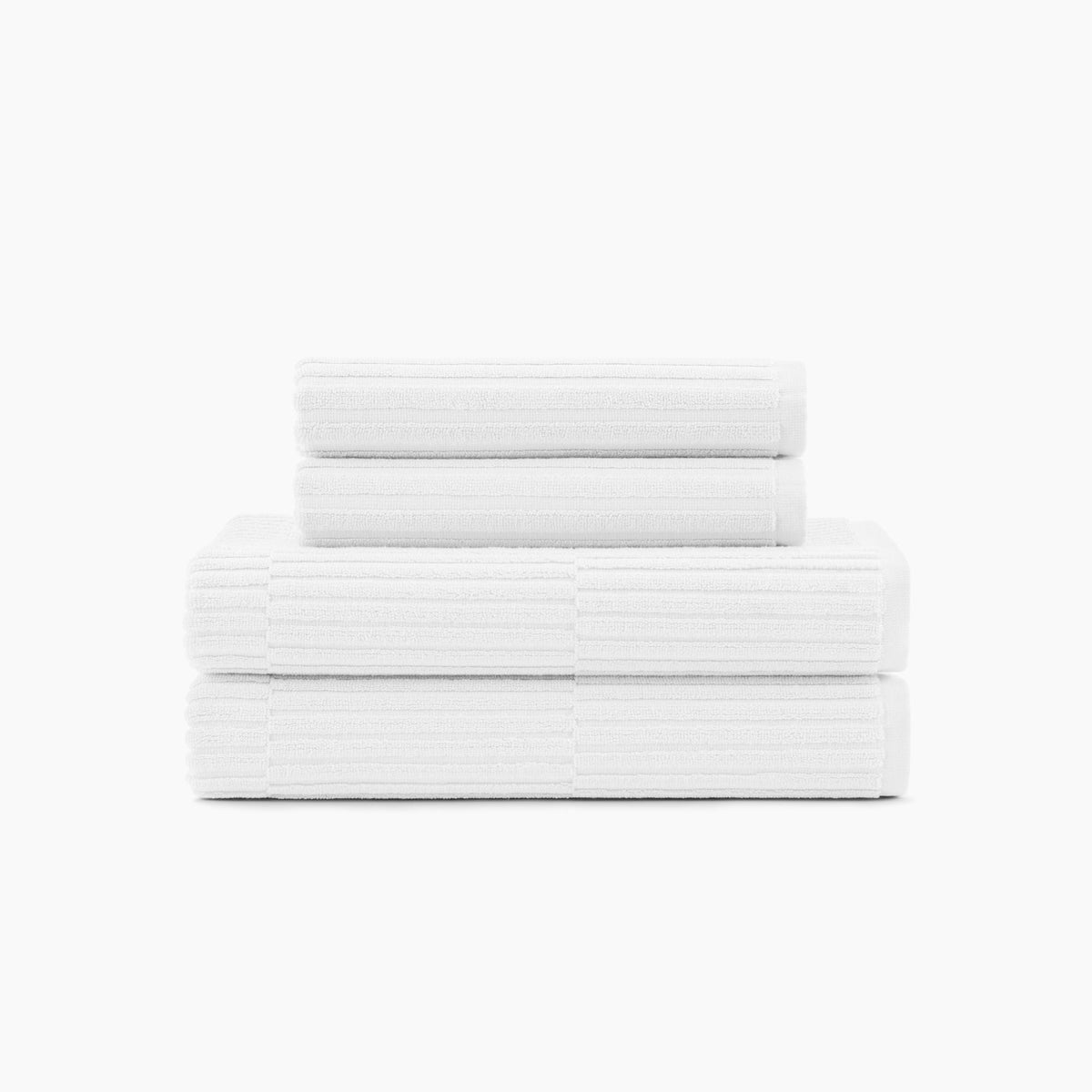 Stack Of Organic Ribbed Towels In White