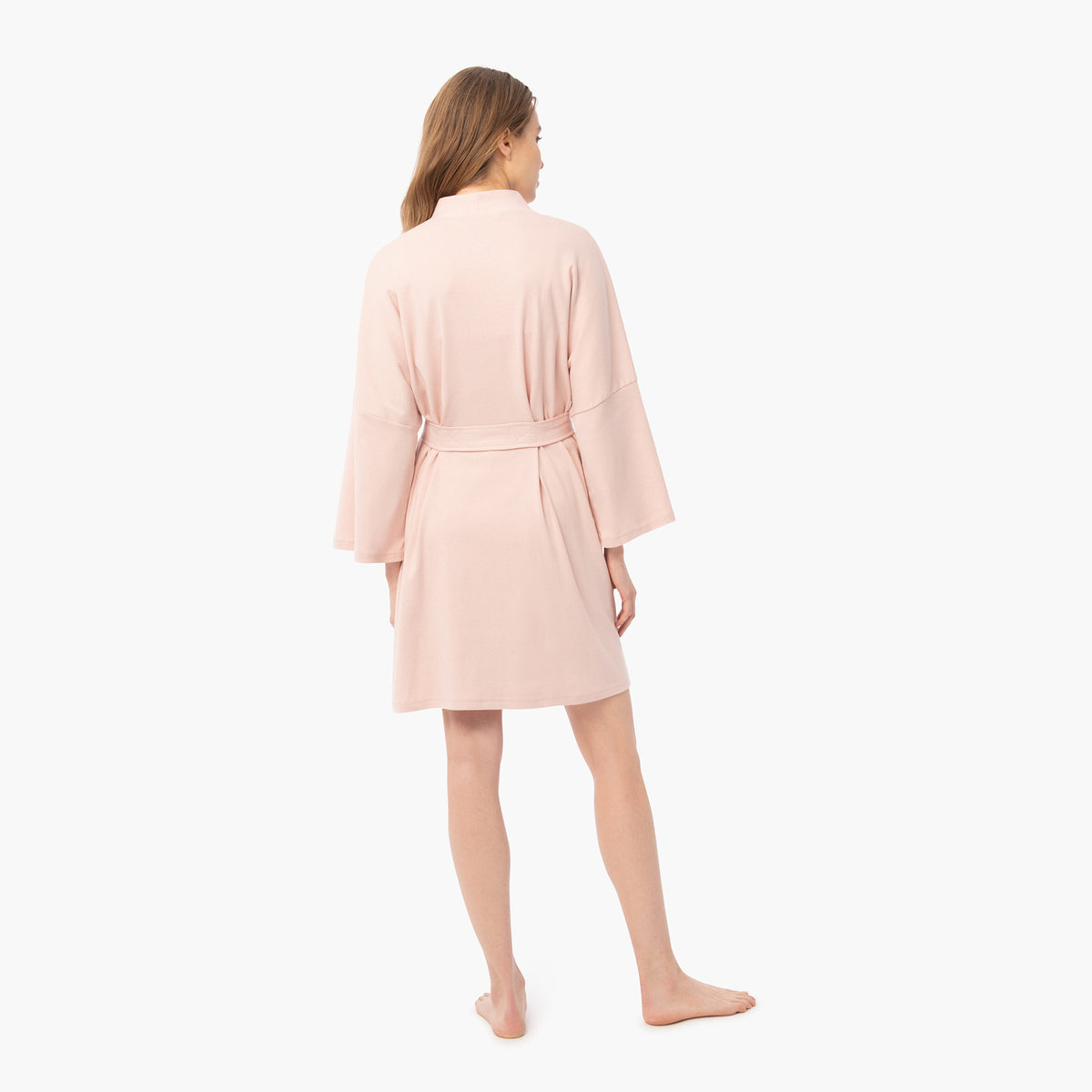organic cotton loungewear blush pink short robe