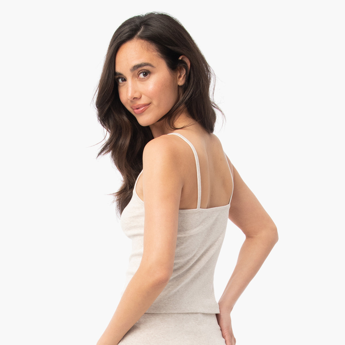 organic cotton loungewear natural oatmeal cami tank top