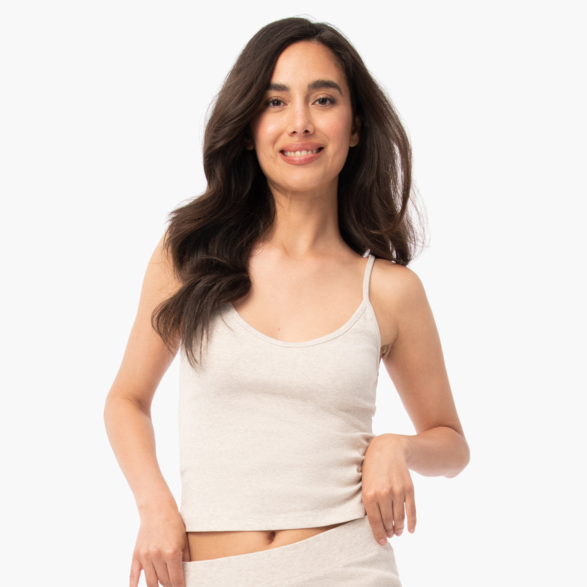 organic cotton loungewear natural oatmeal cami tank top