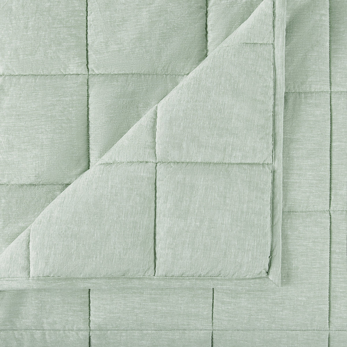 Texture Detail Of Linen Eucalyptus Quilt In Pistachio