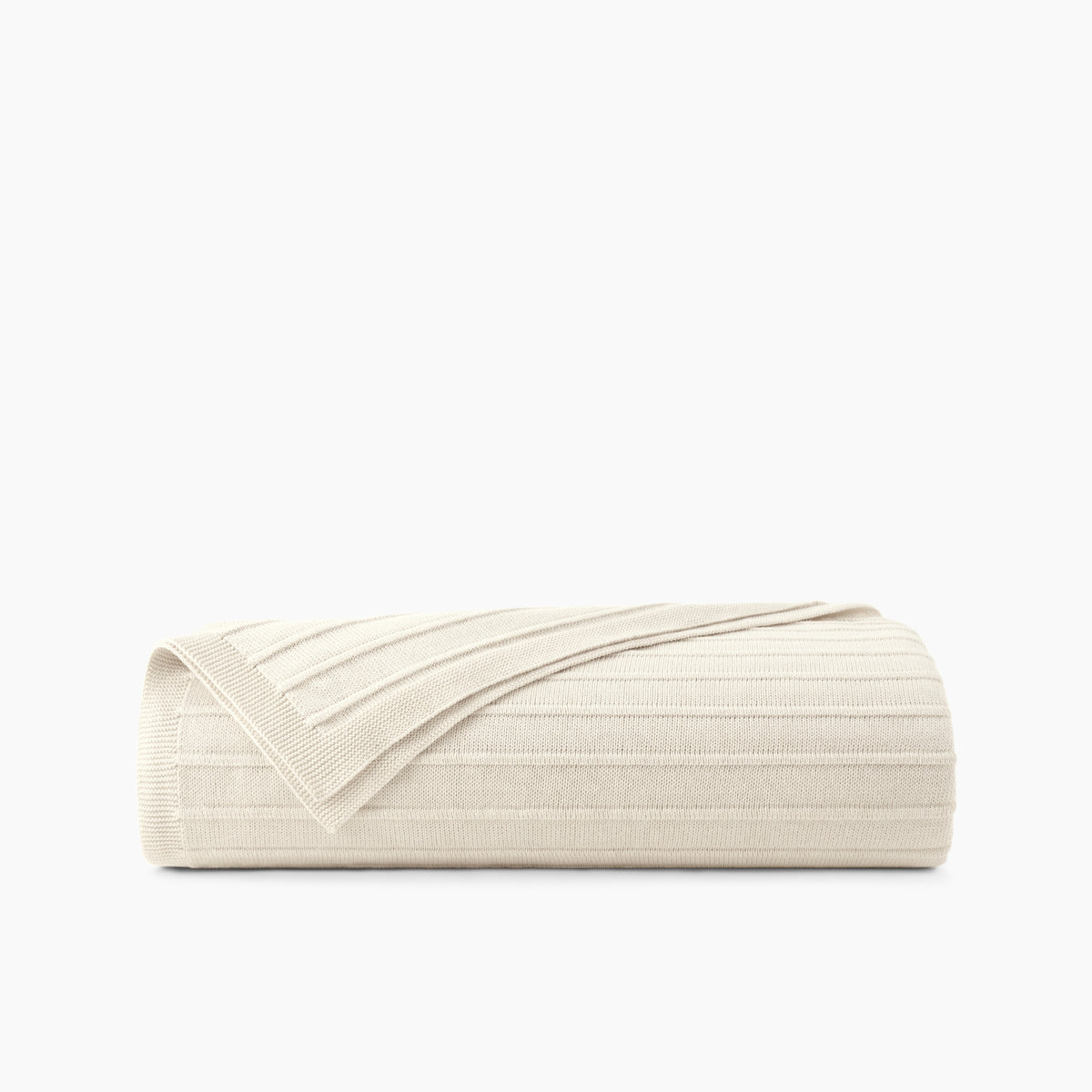 Organic Cotton Ribbed Knit Throw In Cream