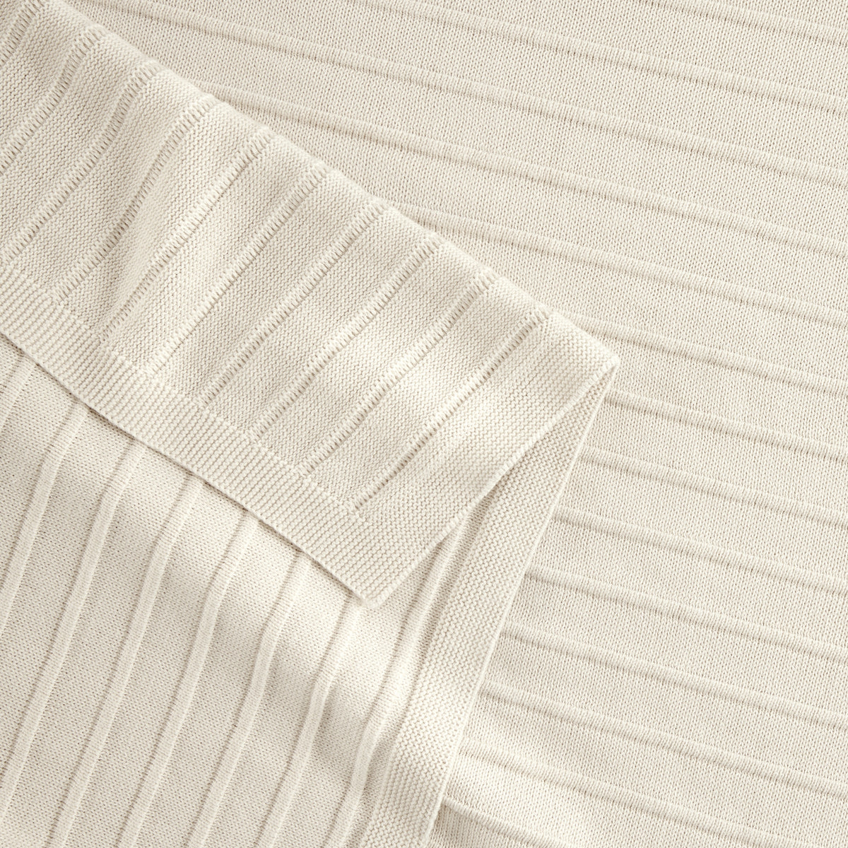 Detail Of Organic Cotton Ribbed Knit Throw In Cream