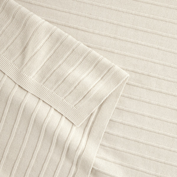 Detail Of Organic Cotton Ribbed Knit Throw In Cream