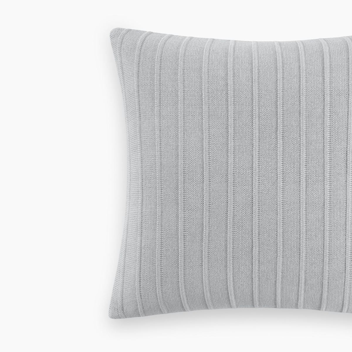 Detail Of Organic Cotton Ribbed Knit Pillow Cover In Light Gray