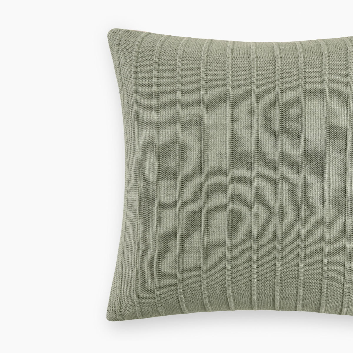 Detail Of Organic Cotton Ribbed Knit Pillow Cover In Moss