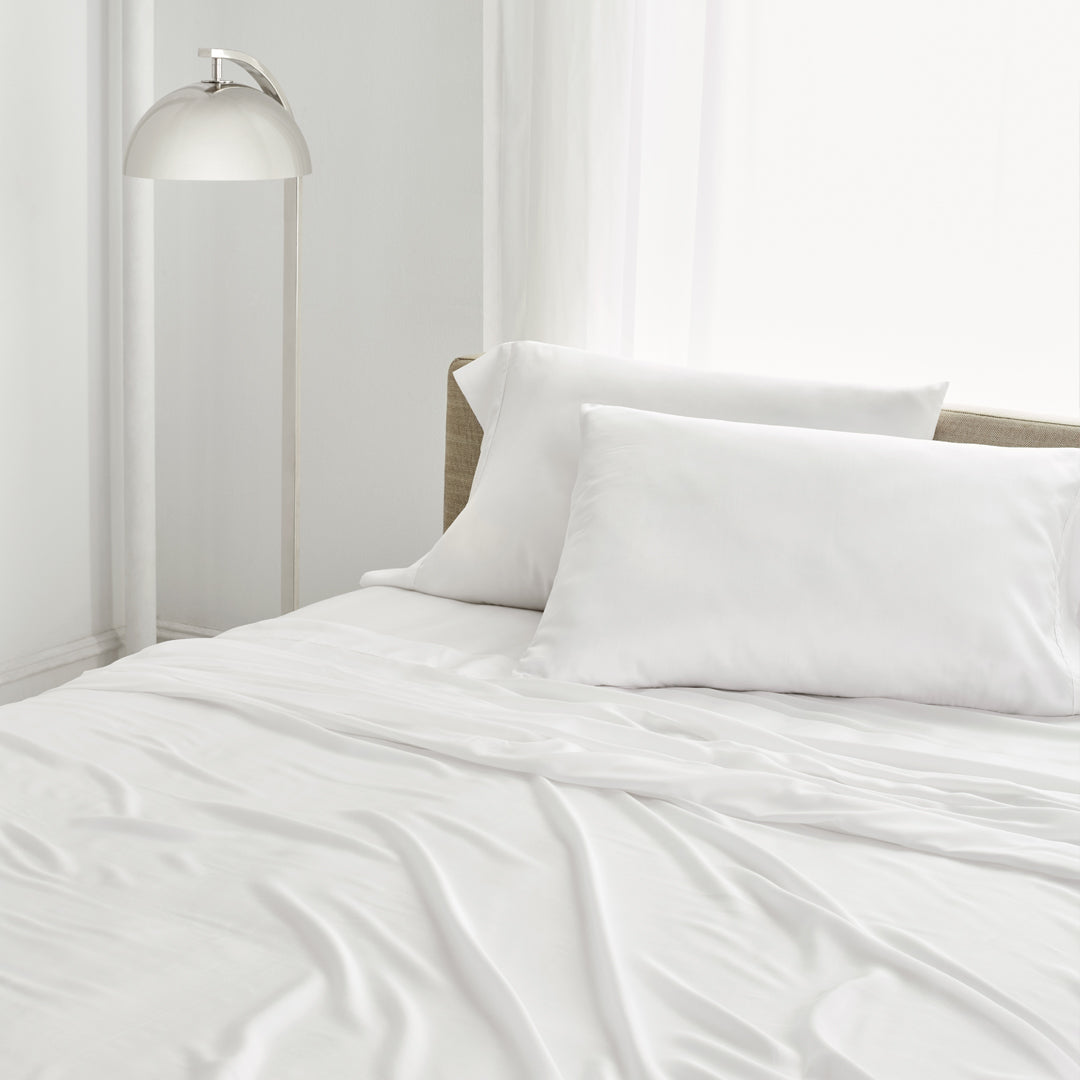 Bed Made With TENCEL Lyocell Flat Sheet In White