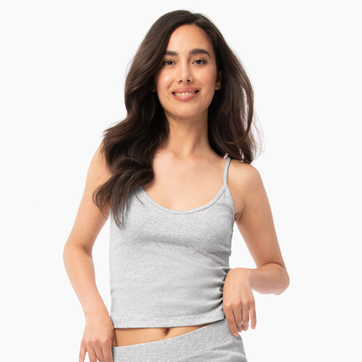 Front Of Organic Lounge Cami In Light Gray