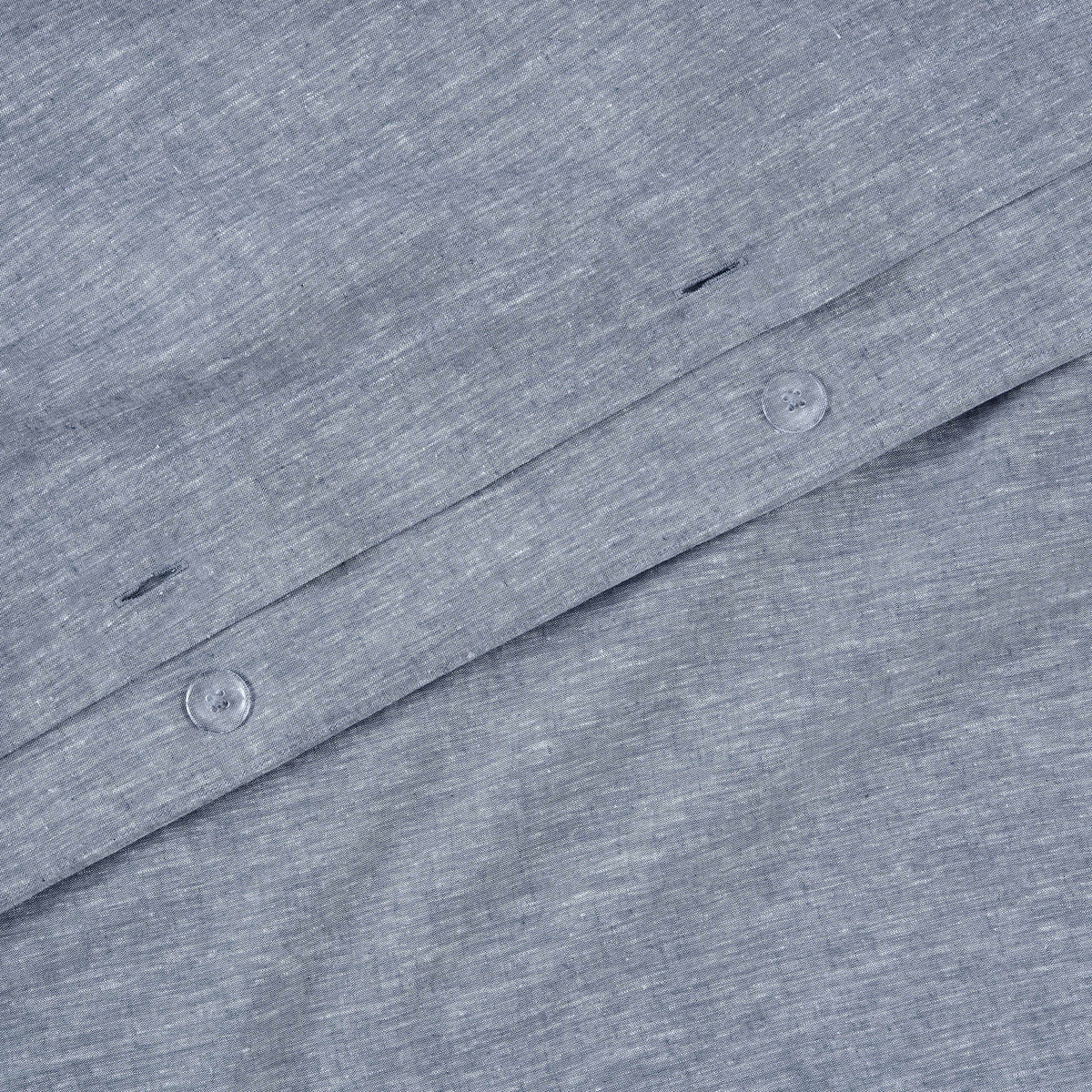 Texture Detail Of Linen Eucalyptus Duvet Set In Chambray