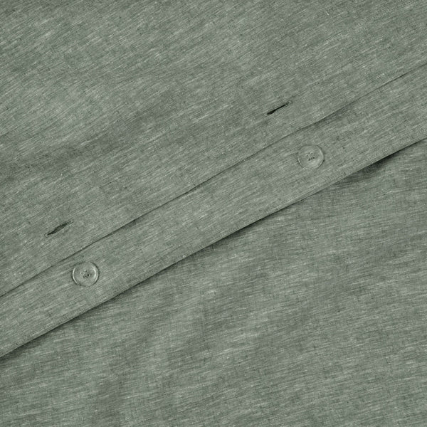 Texture Detail Of Linen Eucalyptus Duvet Set In Forest
