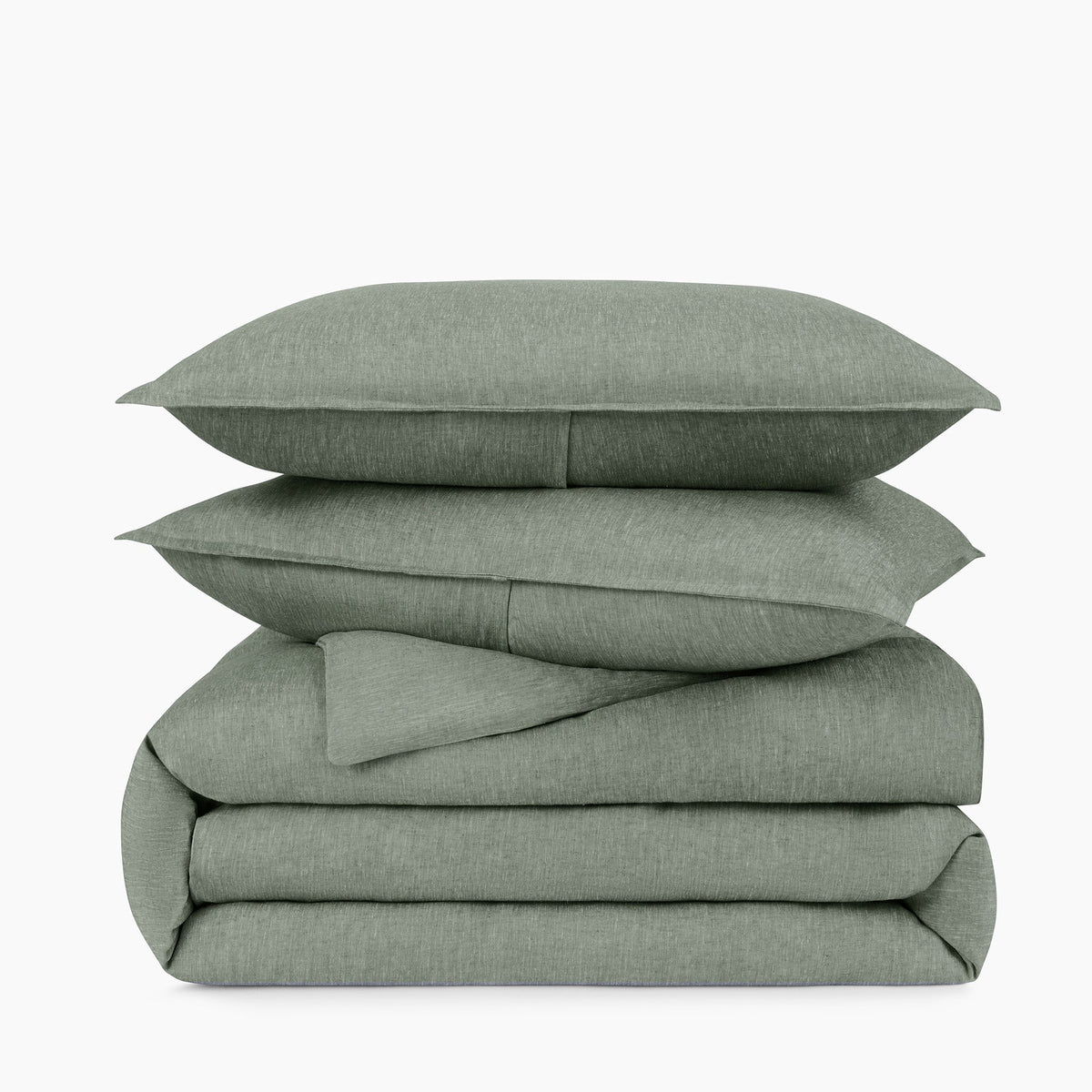 Linen Eucalyptus Duvet Set In Forest