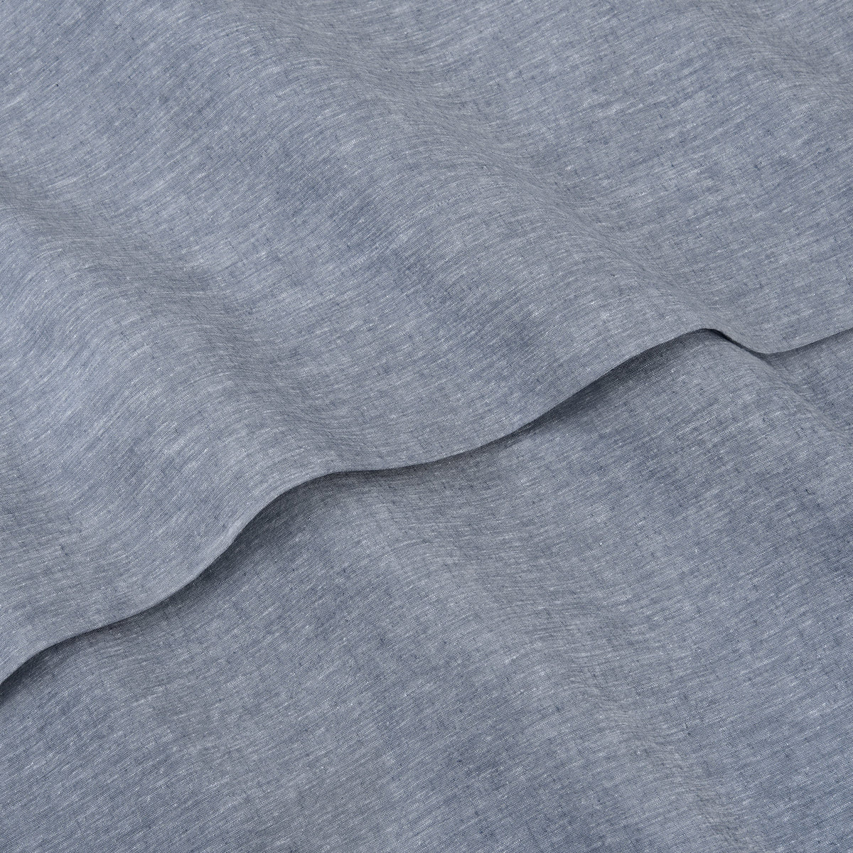 Fabric Detail Of Linen Eucalyptus Flat Sheet In Chambray