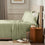 Bed Made With Linen Eucalyptus Flat Sheet In Pistachio