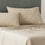 Bed Made With Linen Eucalyptus Flat Sheet In Stone