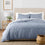 Linen Eucalyptus Flat Sheet In Glacier Stripe On Bed