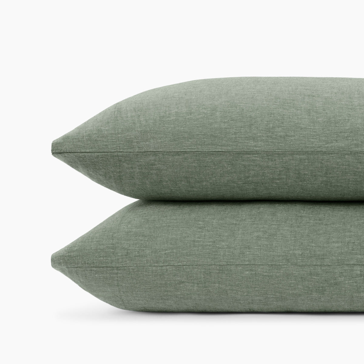 Fabric Detail Of Linen Eucalyptus Pillowcase Set In Forest