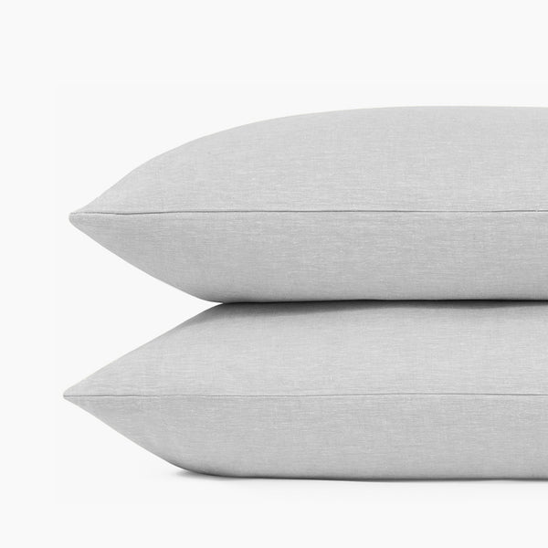 Detail of Linen Eucalyptus Pillowcase Set In Glacier
