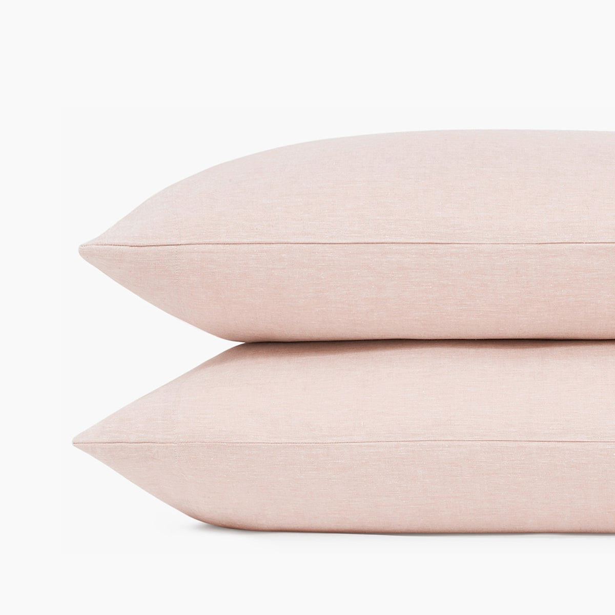Fabric Detail Of Linen Eucalyptus Pillowcase Set In Rose Dust