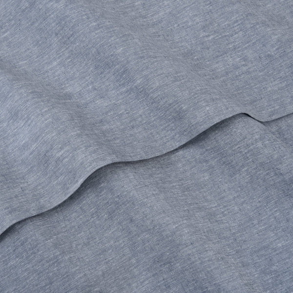 Texture Detail Of Linen Eucalyptus Sheet Set In Chambray