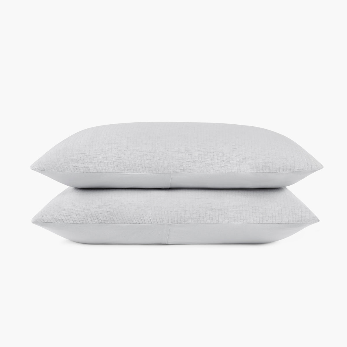 organic cotton crinkle matelasse light gray pillow shams