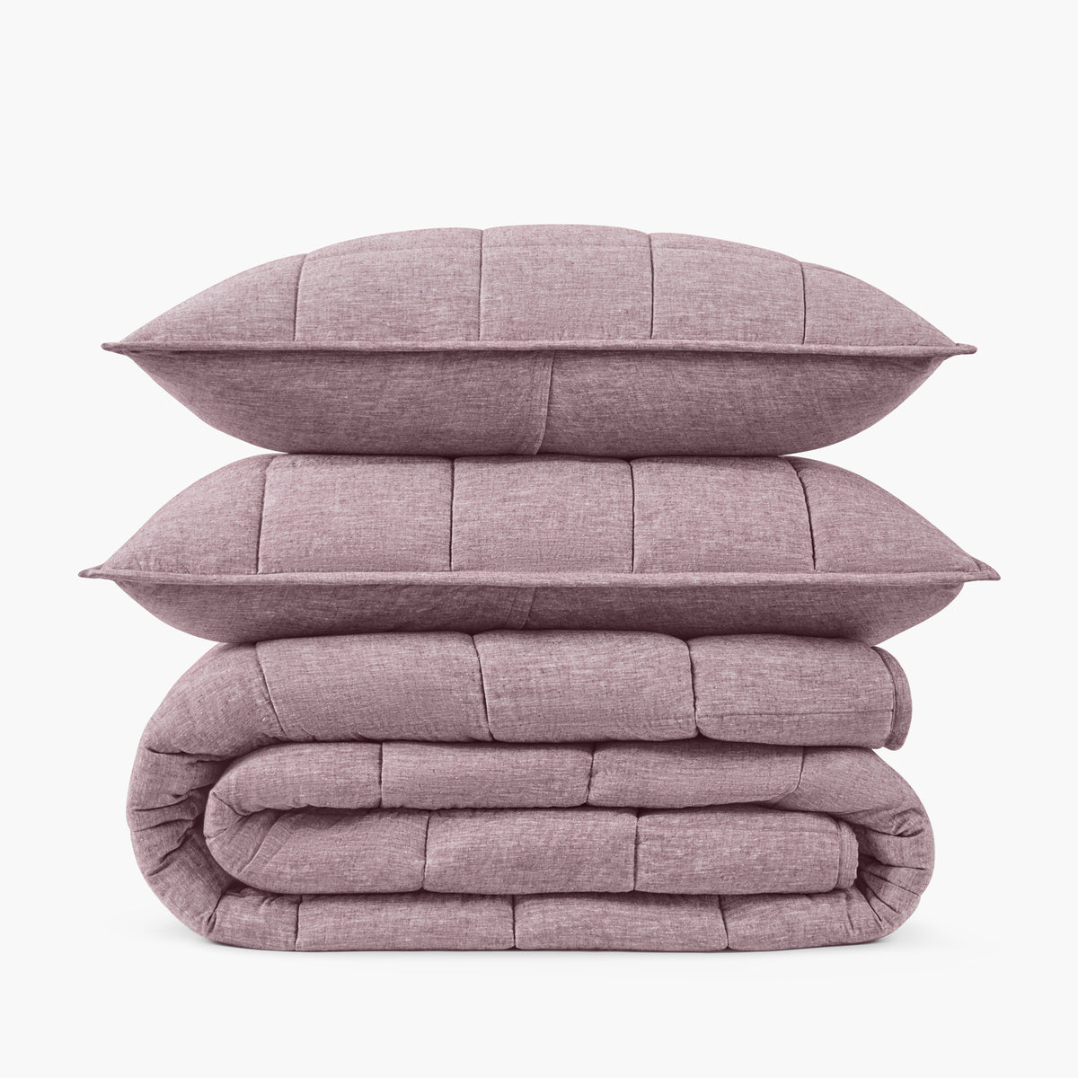 fig purple linen eucalyptus box quilt blanket and pillow shams