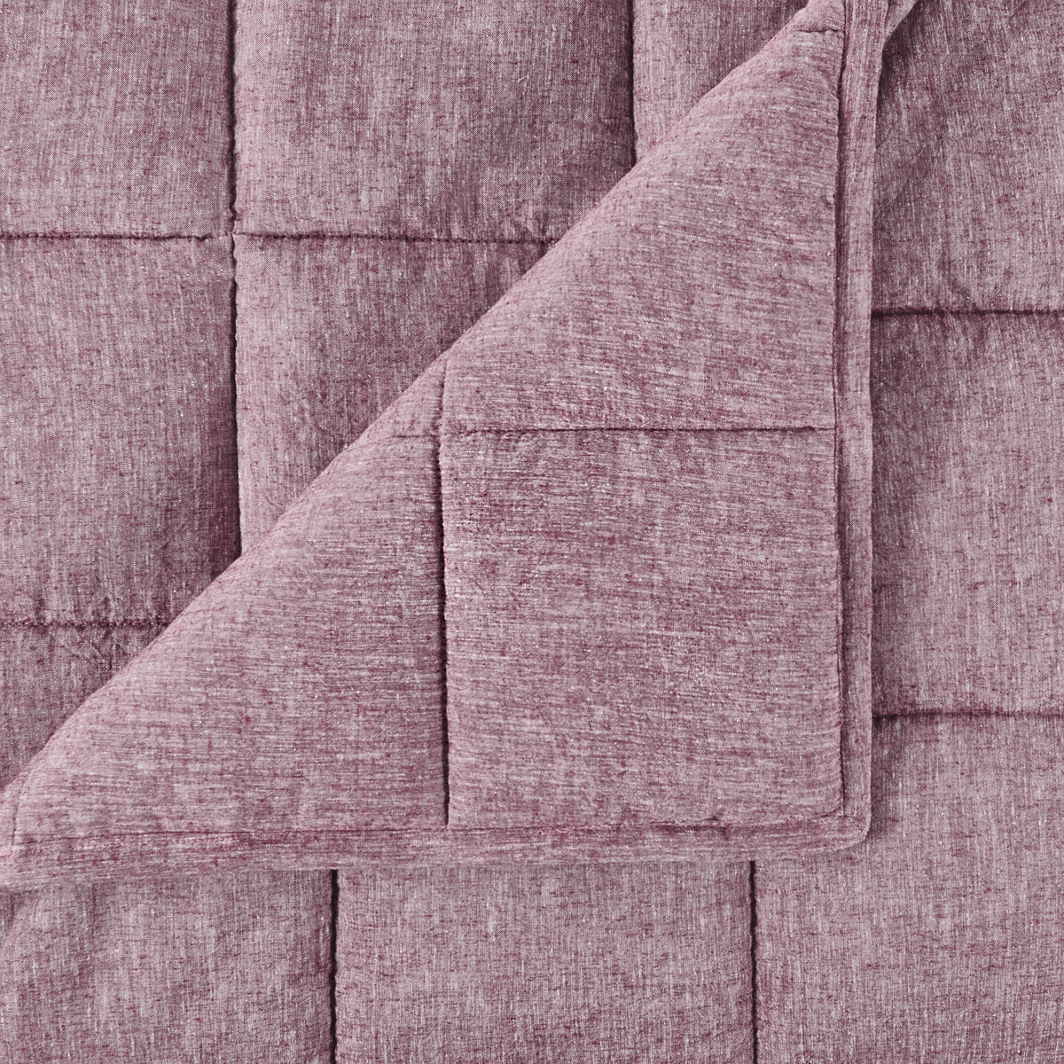 fig purple linen eucalyptus quilt blanket box stitch detail