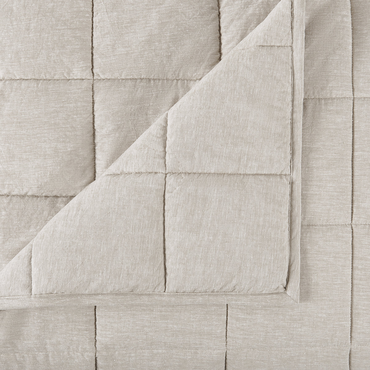 natural stone linen eucalyptus box stitch quilt blanket detail