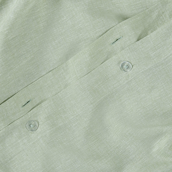 pistachio green linen eucalyptus duvet cover button closure