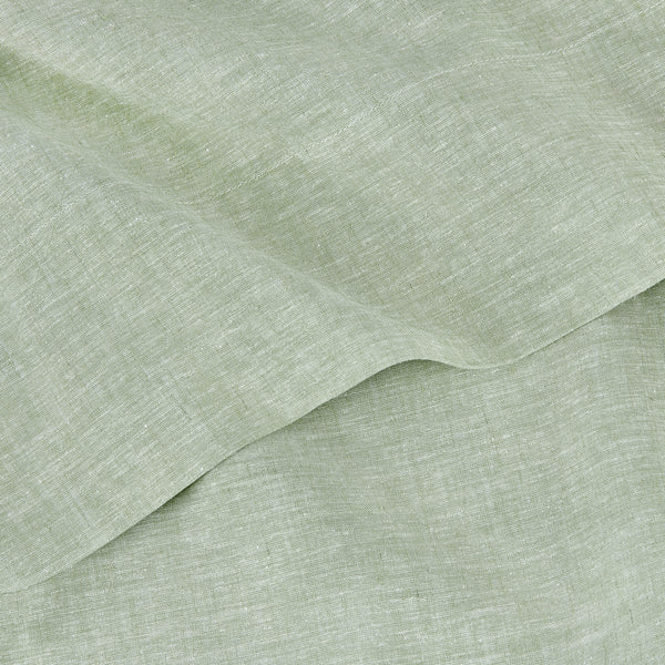 pistachio green linen eucalyptus sheets detail