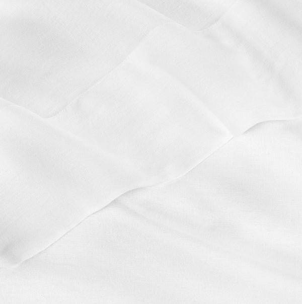 white linen eucalyptus sheets detail