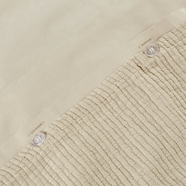 organic cotton crinkle matelasse natural stone duvet cover