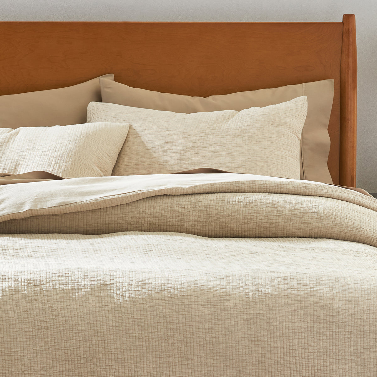 organic cotton crinkle matelasse natural stone pillow shams duvet cover