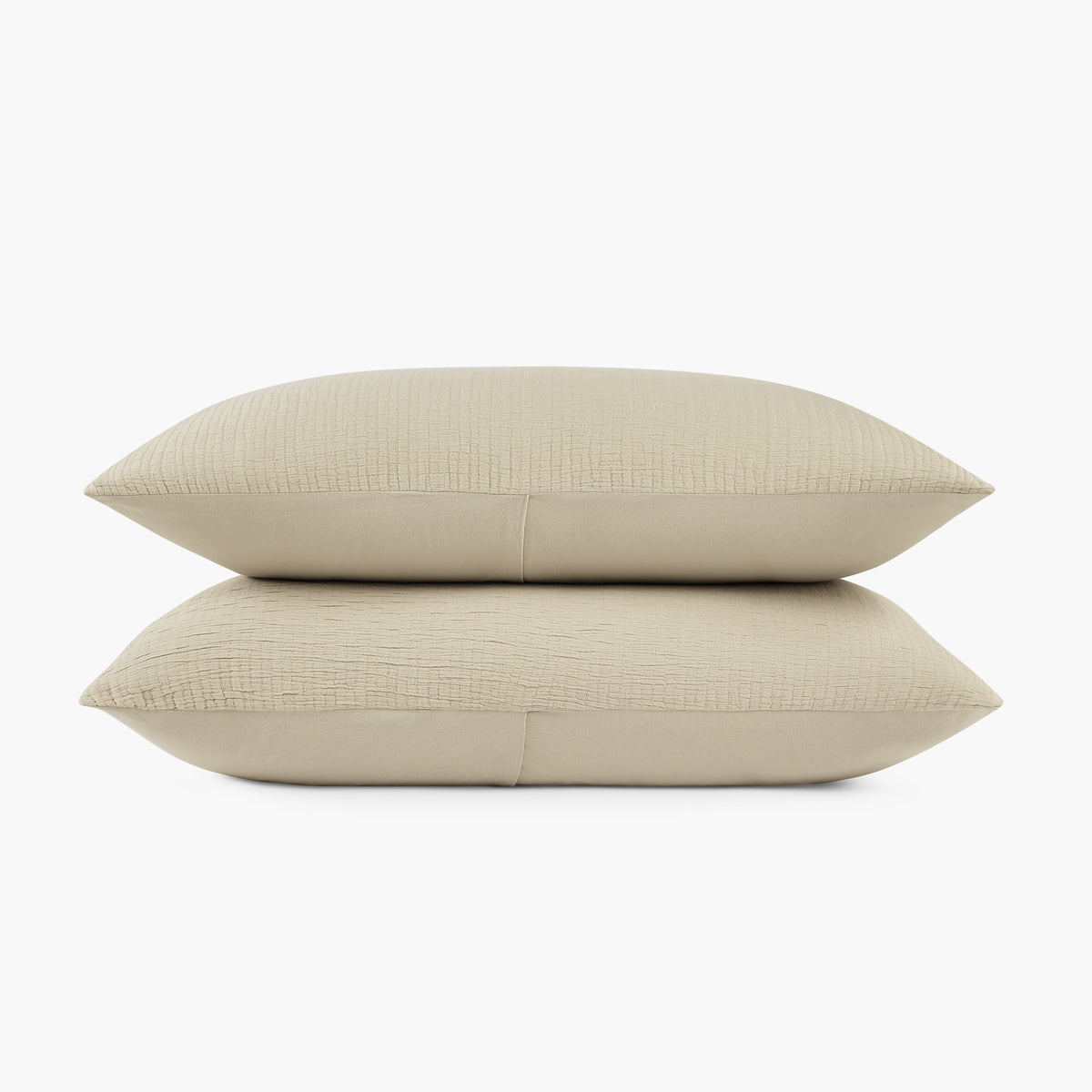 organic cotton crinkle matelasse natural stone pillow shams