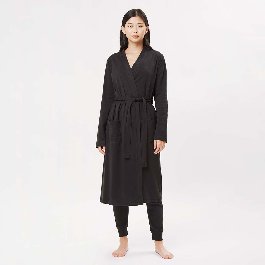 organic cotton lightweight black robe